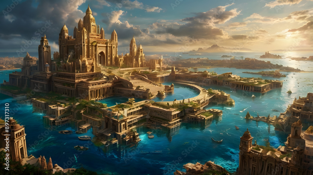 Fototapeta premium lost city atlantis , ai generated