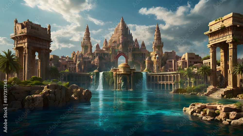 Fototapeta premium lost city atlantis , ai generated
