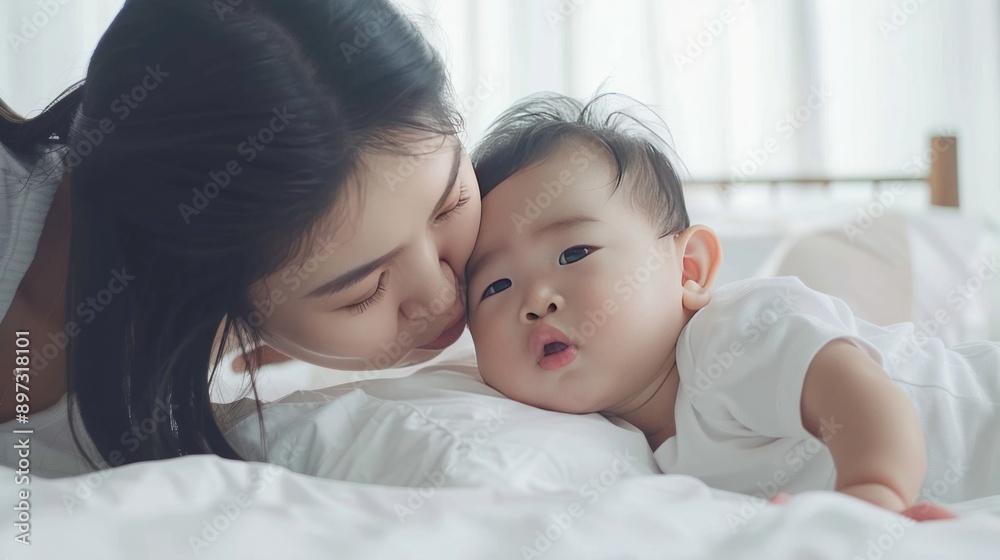 happy family. mother playing with her baby happy family. mother playing with her baby
