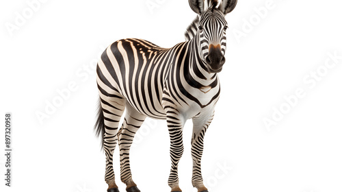African Grevys Zebra isolated transparent background.