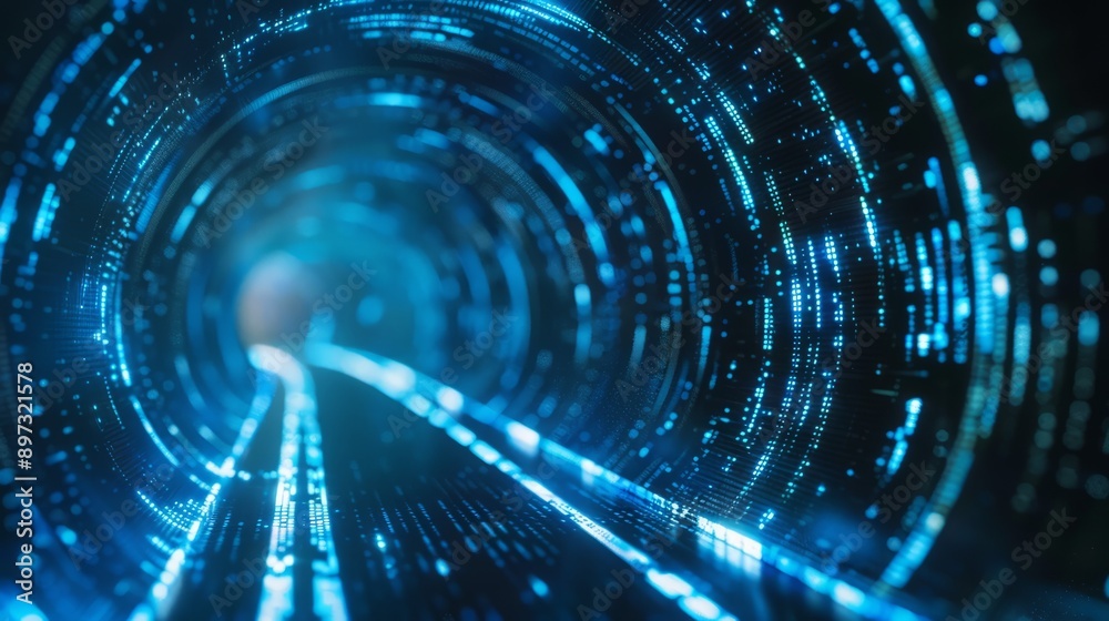 Digital tunnel of information. Dive into the digital realm with this bright blue tunnel of data, symbolizing the journey through the vast expanse of information. Digital tunnel of information. Dive into the digital realm with this bright blue tunnel of data, symbolizing the journey through the vast expanse of information.