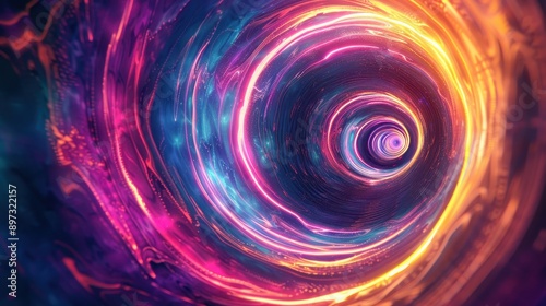 A mesmerizing abstract swirl of vibrant colors, creating a dynamic tunnel effect that captivates the imagination. © Vee
