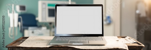 Wallpaper Mural Medical stethoscope and laptop computer on table with copy space. Online medical, e-health  Torontodigital.ca