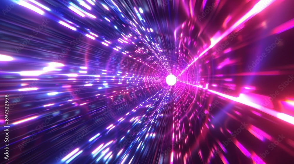 Colorful light beams create a vibrant tunnel effect, depicting a sense of speed and motion in a digital cosmos. Colorful light beams create a vibrant tunnel effect, depicting a sense of speed and motion in a digital cosmos.