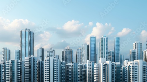 Residential skyscrapers in a bustling city, urban, luxury,