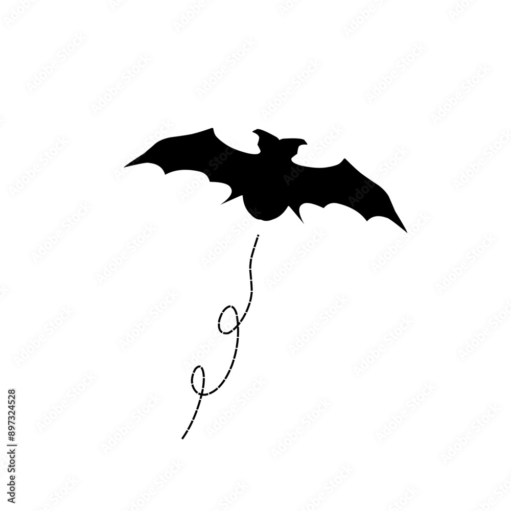 Fototapeta premium Black silhouettes of halloween bats set on white background