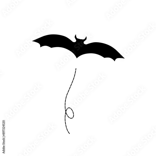 Black silhouettes of halloween bats set on white background