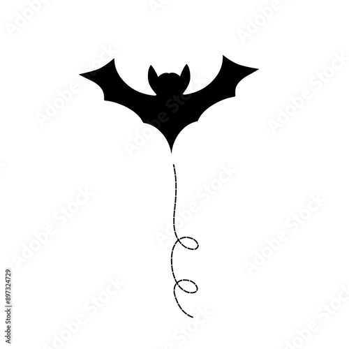 Black silhouettes of halloween bats set on white background