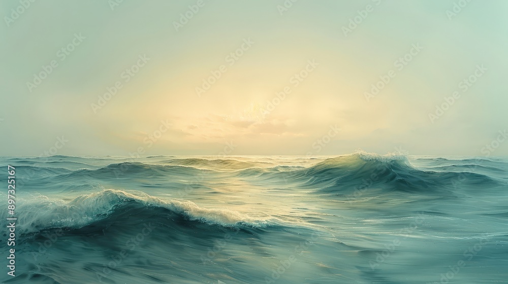 Serene Ocean Waves at Sunset: A Tranquil Seascape Serene Ocean Waves at Sunset: A Tranquil Seascape