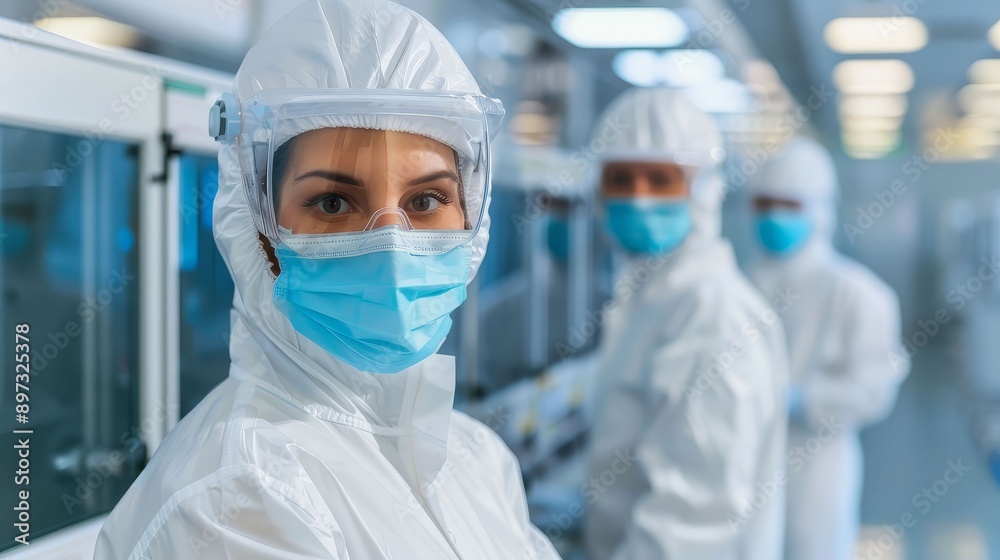 Technicians performing quality control on semiconductor devices, precision, reliability, Technicians performing quality control on semiconductor devices, precision, reliability,