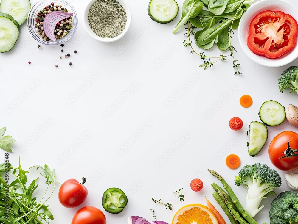 Fresh vegetables arranged on a clean surface, perfect for healthy cooking and meal preparation inspiration. Fresh vegetables arranged on a clean surface, perfect for healthy cooking and meal preparation inspiration.