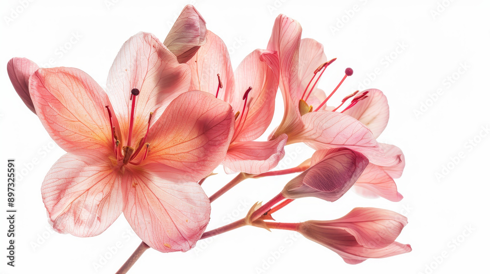 Fabaceae flower blooming in spring, isolated against a white background. Fabaceae flower blooming in spring, isolated against a white background.