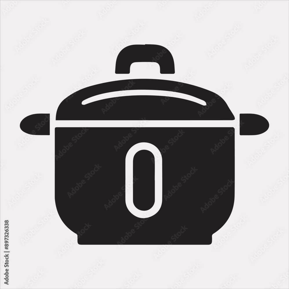 Electric pan Pressure Cooker silhouette vector on a white background
