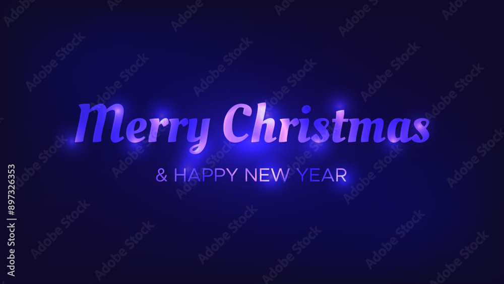 Fototapeta premium Merry Christmas and Happy New Year neon background