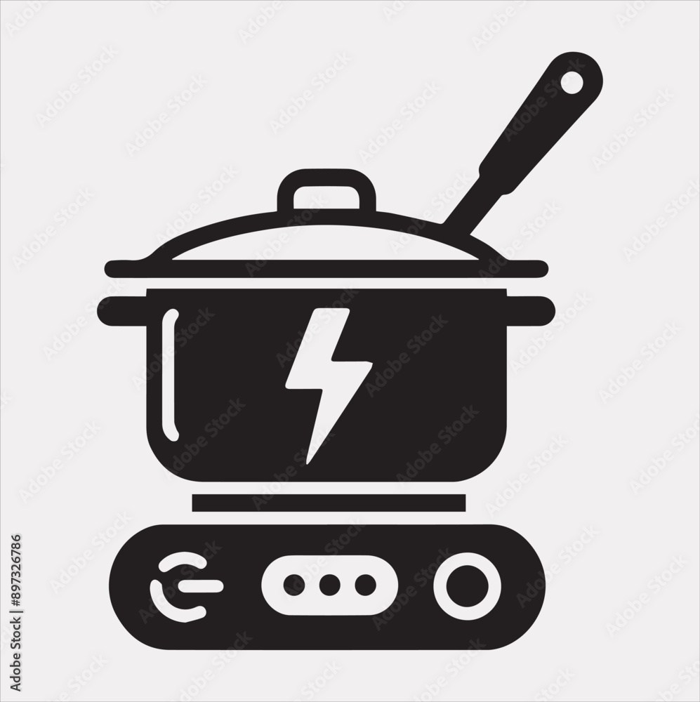 Electric pan Pressure Cooker silhouette vector on a white background Electric pan Pressure Cooker silhouette vector on a white background