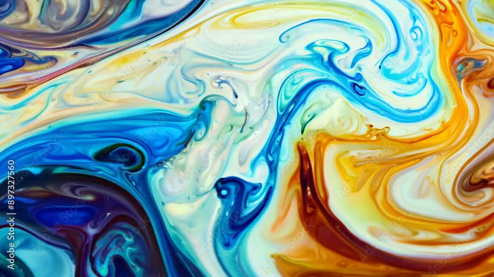 Vibrant swirls of blue orange in abstract art