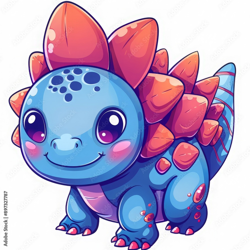 Fototapeta premium Adorable Blue Dinosaur Cartoon Illustration