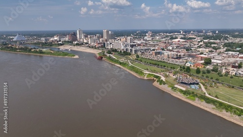 Wallpaper Mural Beautiful Memphis, TN city skyline with outdoor parks, tall buildings, by Mississippi River in Southern USA Torontodigital.ca