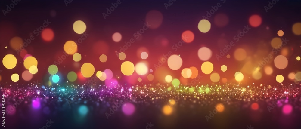 Defocused glowing circles with glitter. Vibrant bokeh lights background Defocused glowing circles with glitter. Vibrant bokeh lights background