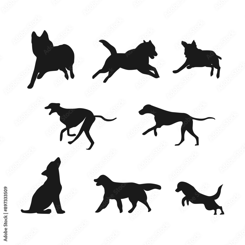 vector illustration of running dog silhouette vector illustration of running dog silhouette