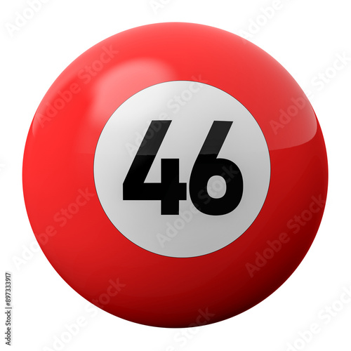 3D Render of Red Billiard Ball Number 46