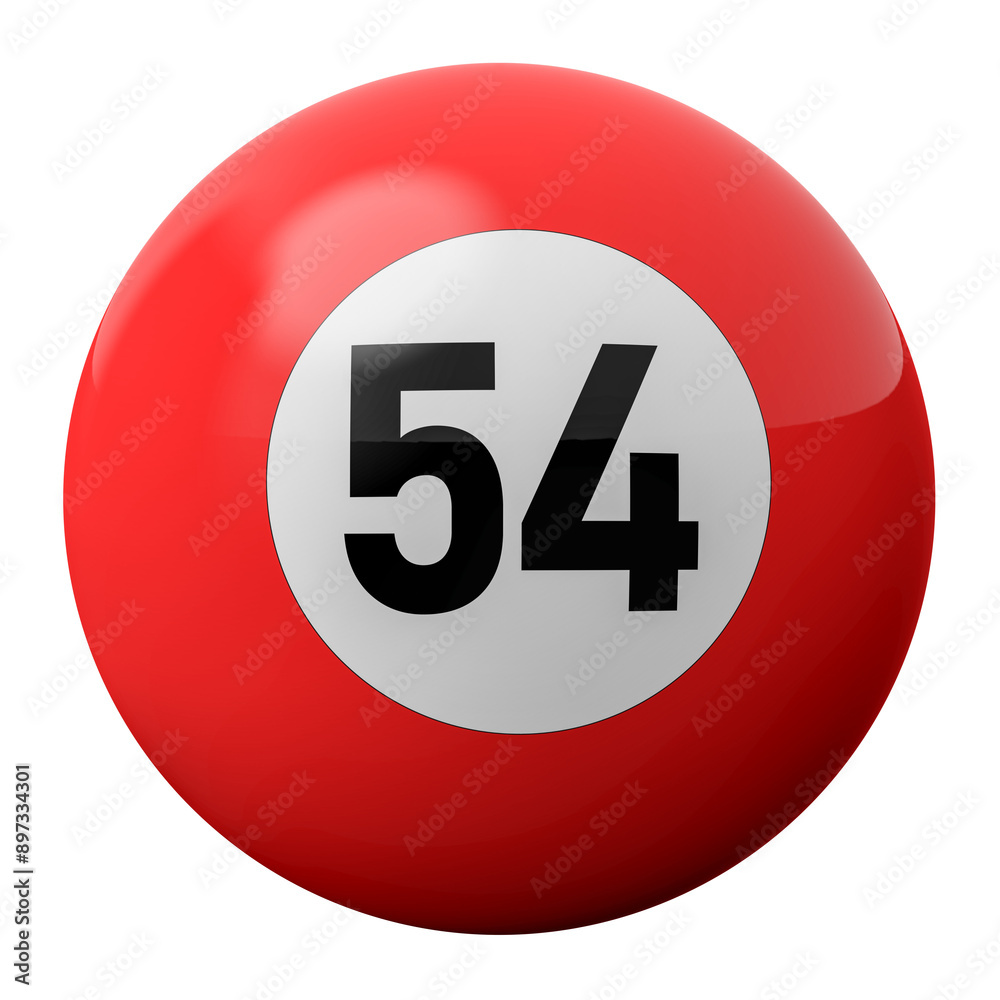 3D Render of Red Billiard Ball Number 54 3D Render of Red Billiard Ball Number 54