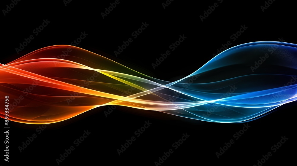 Naklejka premium Vibrant abstract wave pattern against a dark backdrop, perfect for tech or futuristic concepts
