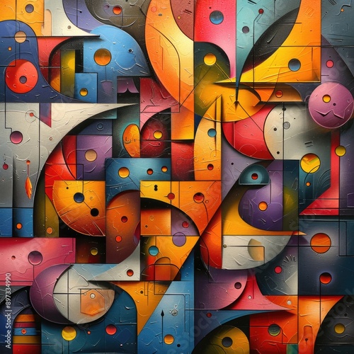 Vibrant Geometric Abstraction: A Surreal Fusion of Shapes and Colors in Modern Art