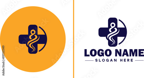 Medical clinic icon Health center Clinic Medical office flat logo sign symbol editable vector