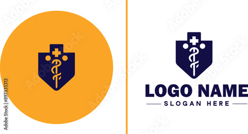 Medical clinic icon Health center Clinic Medical office flat logo sign symbol editable vector