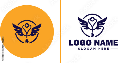 Medical clinic icon Health center Clinic Medical office flat logo sign symbol editable vector
