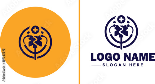 Medical clinic icon Health center Clinic Medical office flat logo sign symbol editable vector
