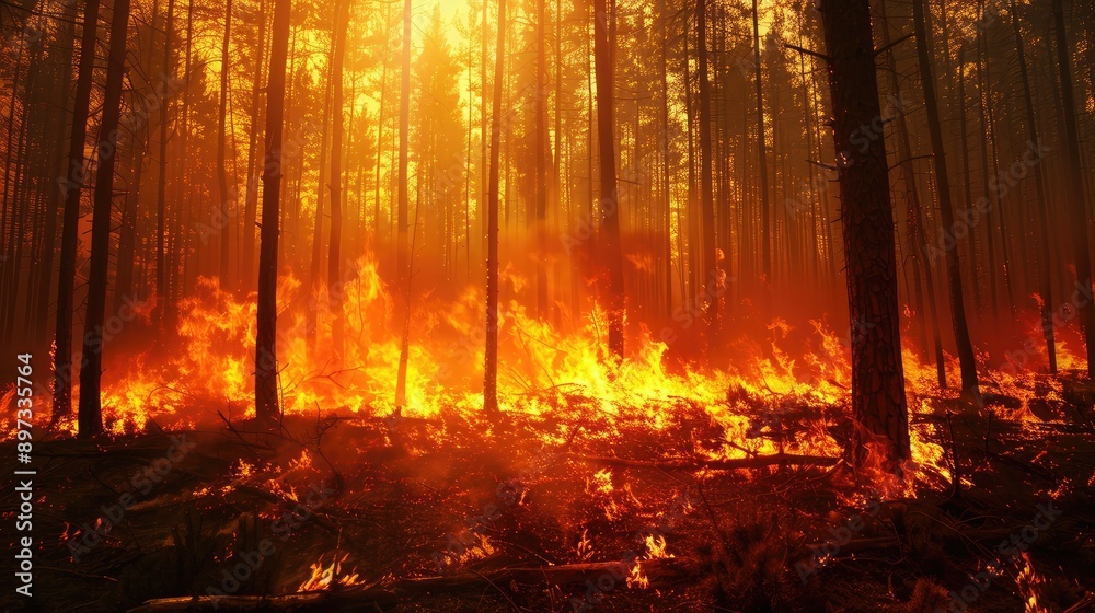 A forest fire, demonstrating the destructive power of natural forces. A forest fire, demonstrating the destructive power of natural forces.