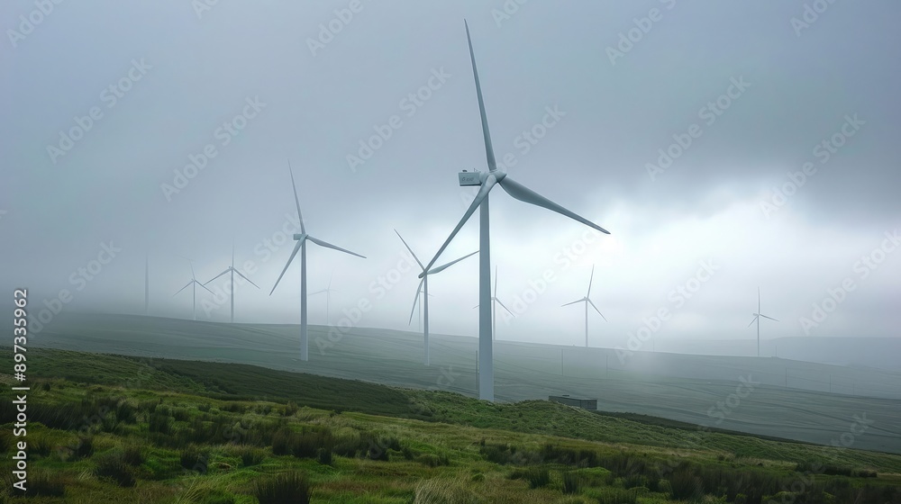 A giant wind turbine farm, symbolizing the power of renewable energy A giant wind turbine farm, symbolizing the power of renewable energy
