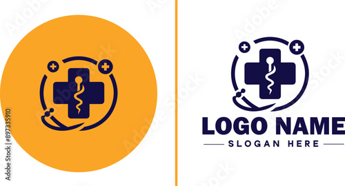 Medical clinic icon Health center Clinic Medical office flat logo sign symbol editable vector