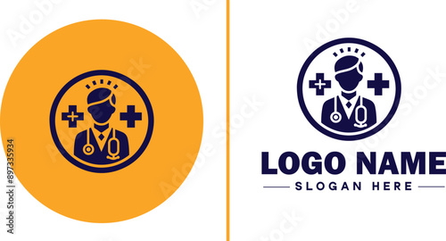 Medical clinic icon Health center Clinic Medical office flat logo sign symbol editable vector