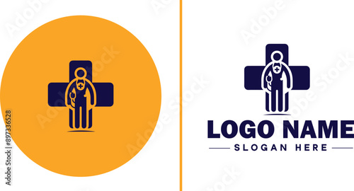 Medical clinic icon Health center Clinic Medical office flat logo sign symbol editable vector