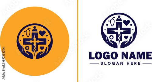 Medical clinic icon Health center Clinic Medical office flat logo sign symbol editable vector