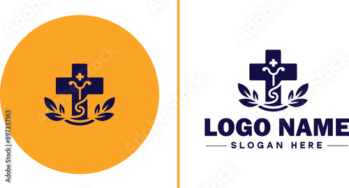 Medical clinic icon Health center Clinic Medical office flat logo sign symbol editable vector