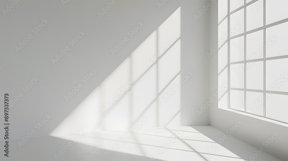 Fototapeta premium Minimalist White Background: A clean, minimalist white background with soft shadows, perfect for showcasing sleek and modern products. 