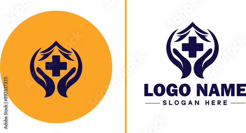 Medical clinic icon Health center Clinic Medical office flat logo sign symbol editable vector