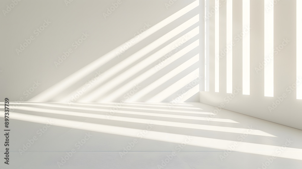Fototapeta premium Minimalist White Background: A clean, minimalist white background with soft shadows, perfect for showcasing sleek and modern products. 