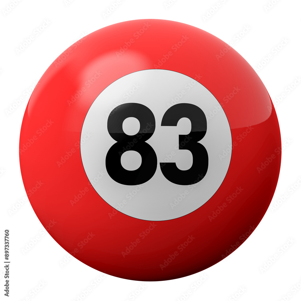 3D Render of Red Billiard Ball Number 83 3D Render of Red Billiard Ball Number 83