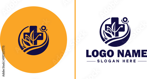 Medical clinic icon Health center Clinic Medical office flat logo sign symbol editable vector