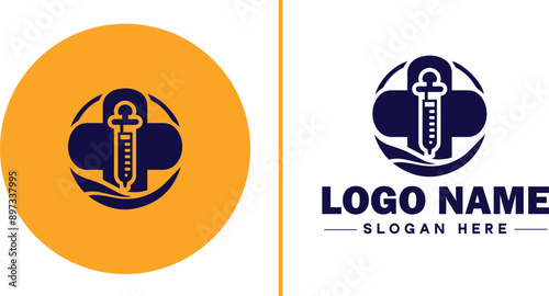 Medical clinic icon Health center Clinic Medical office flat logo sign symbol editable vector