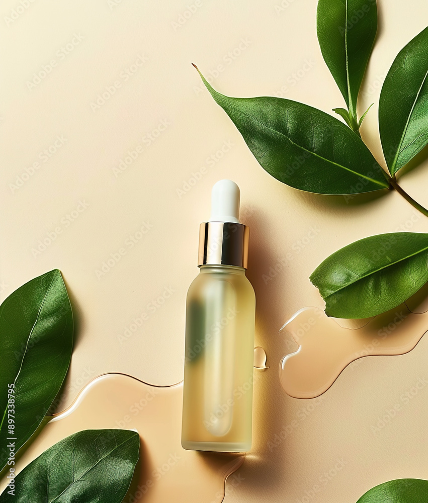 Cosmetic serum product and plants. Clean skincare concept. Cosmetic serum product and plants. Clean skincare concept.
