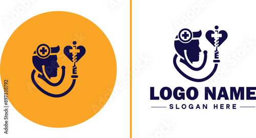 Medical clinic icon Health center Clinic Medical office flat logo sign symbol editable vector