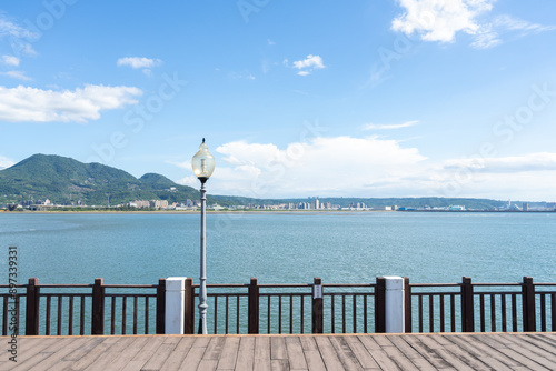 Obraz na płótnie Tamsui Fisherman's Wharf and Bali District in New Taipei City, Taiwan w salonie
