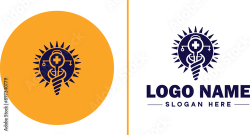 Medical clinic icon Health center Clinic Medical office flat logo sign symbol editable vector