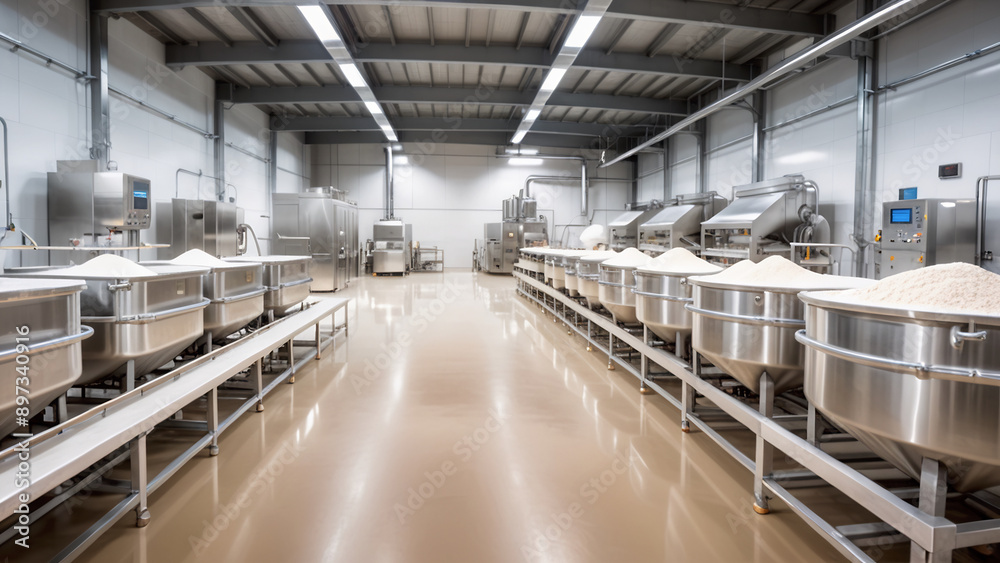 Food production facility with mixers Food production facility with mixers